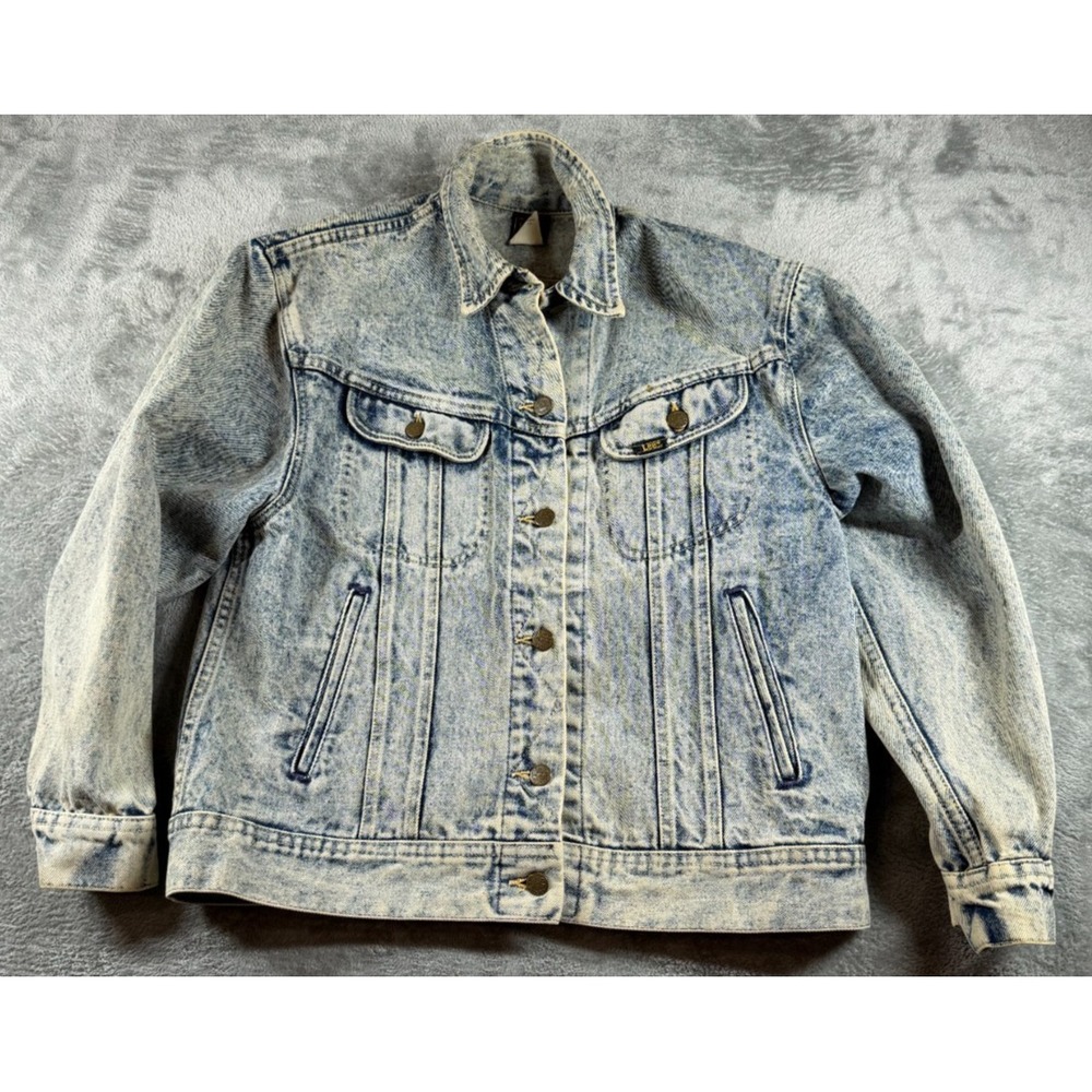 Vtg Lee  Acid Wash Denim Trucker Jacket USA Made Men Medium
